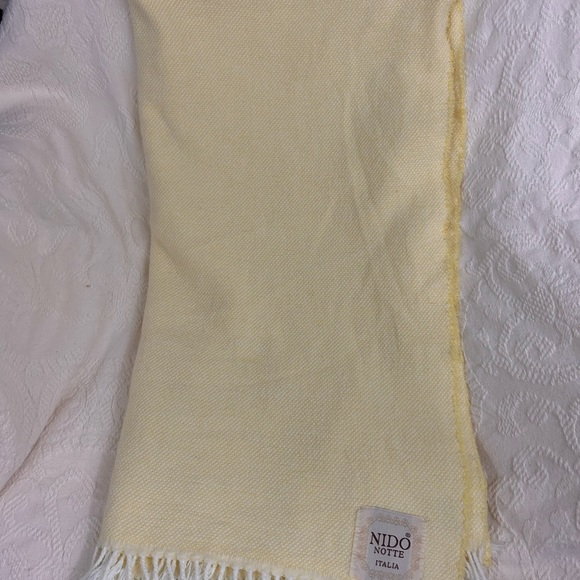 Nido Notte Italia yellow Knit Fringe Chair Throw Blanket 54”x52” - Picture 2 of 5